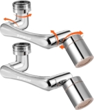 Spurtar 1440° Sink Faucet Extender for Toddlers in Bathroom Kitchen, Black Rotatable Faucet Aerator Swivel Water Attachment Multifunctional Extension, Splash Filter Tap Head Replacement,2 PCS pc parts