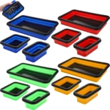 12 Pcs Collapsible Magnetic Parts Tray Set Foldable Tool Tray Storage Organizer Magnetic Tray 3 Different Size Collapsible Bowl for Screw, Bolts, Nuts, Washers, Pins, Tool Gifts for Men pc parts