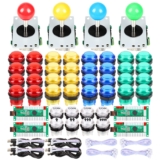 EG Starts 4 Player Classic DIY Arcade Joystick Kit Parts USB Encoder To PC Controls Games + 4/8 Way Stick + 5V led Illuminated Push Buttons Compatible Video Game Consoles Mame Raspberry Pi & 4 Colors pc parts
